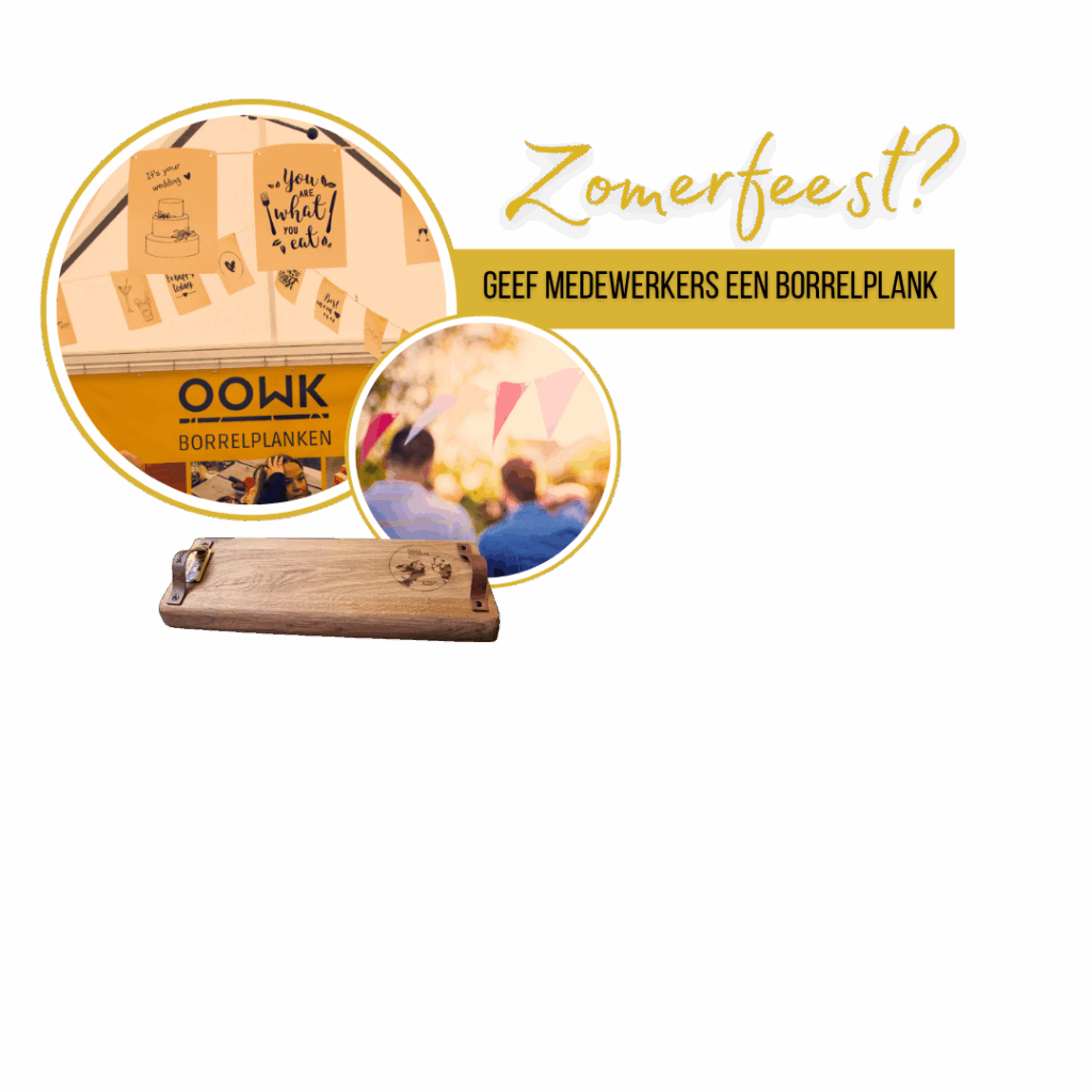 Zomerfeest-cadeau, op maat gemaakte borrelplank bestellen? Met eigen logo of afbeelding of tekst?