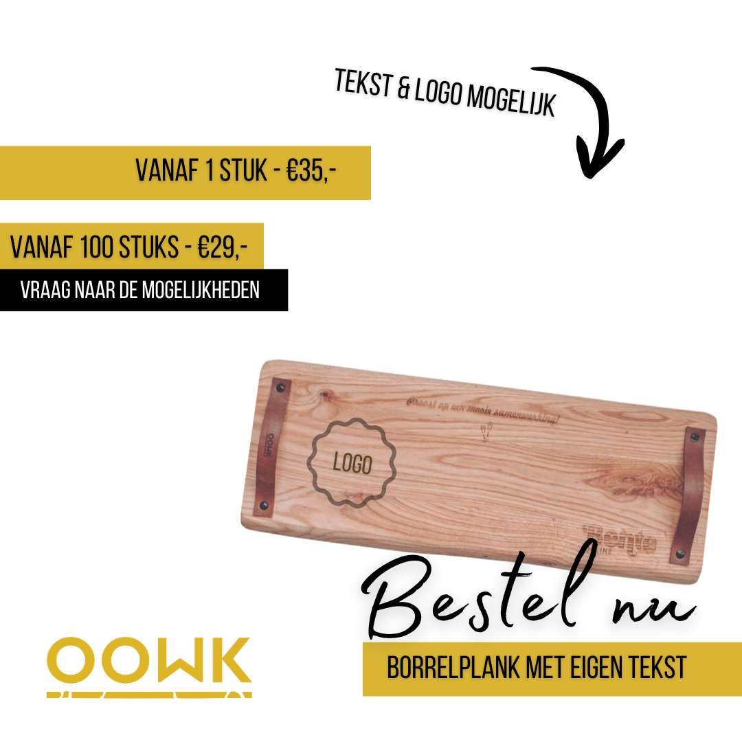bestel 100 mooie borrelplanken met eigen logo en tekstgravering
